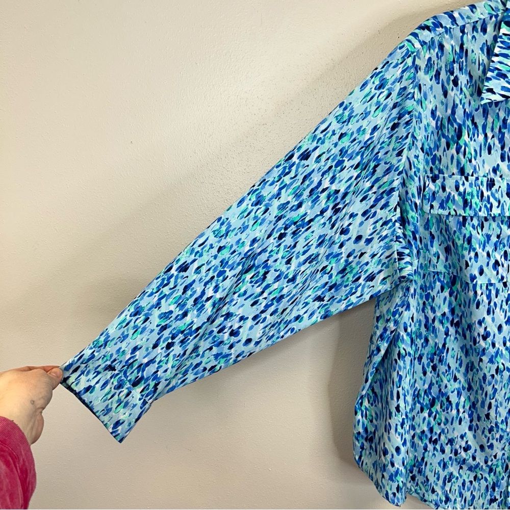 Ocean Blue Patterned Button Down Shirt Lightweigh… - image 6